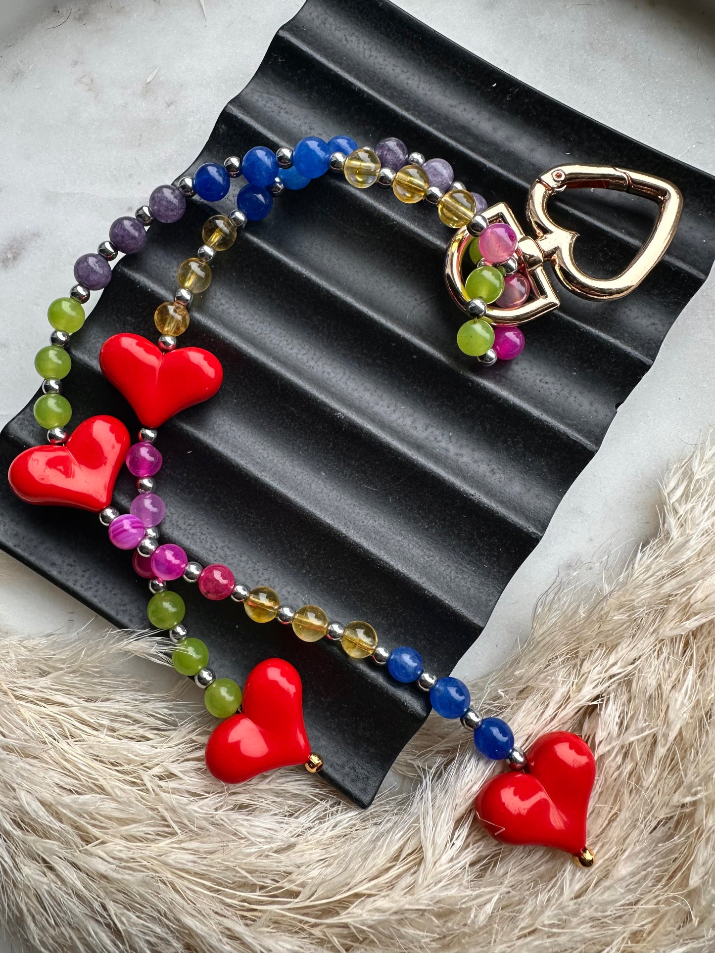 Gemstone mix bag charm
