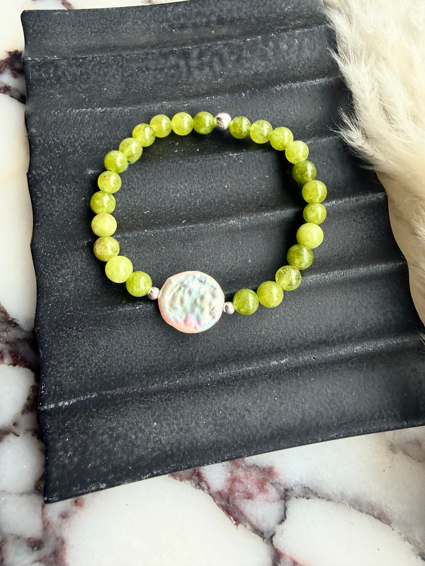 Peridot Pearl bracelet