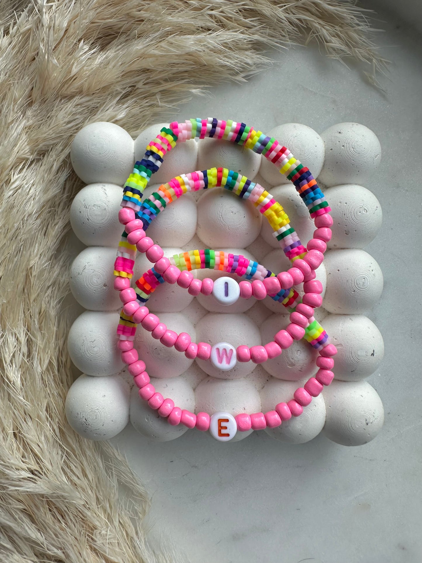Children’s rainbow heishi bracelets