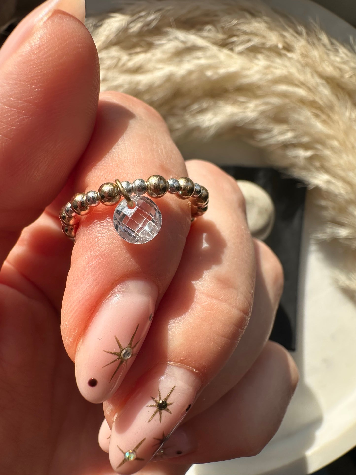 CZ stacker charm ring