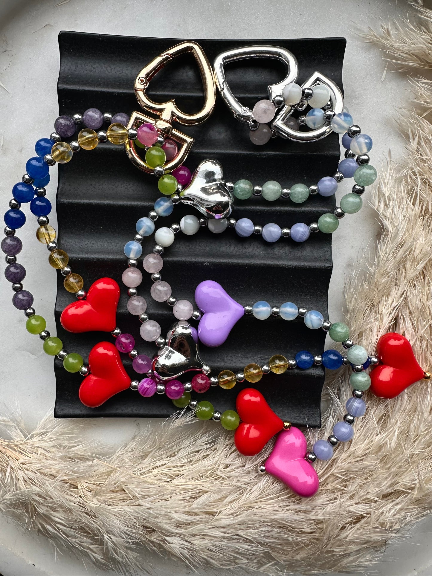 Gemstone mix bag charm