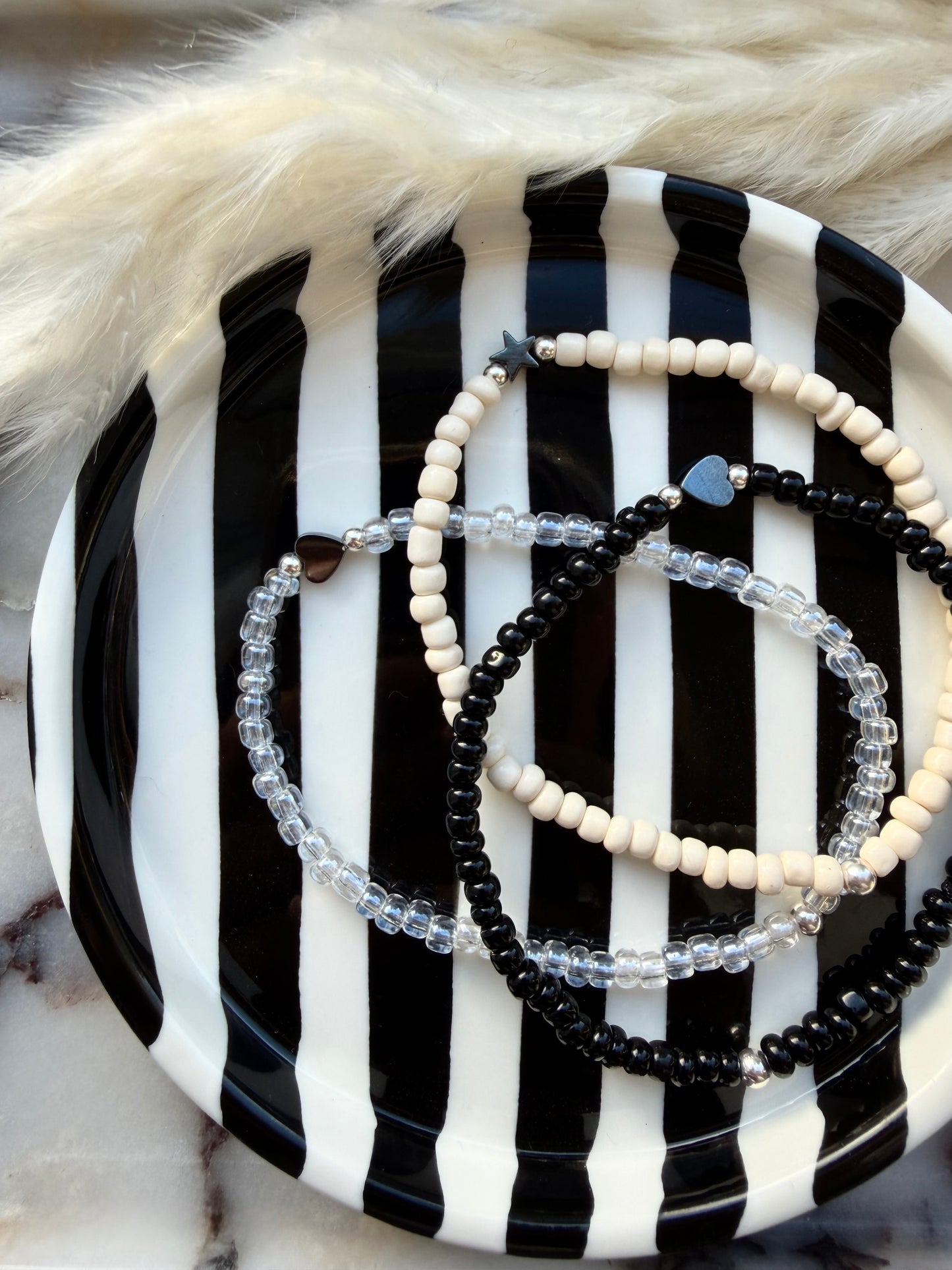 Neutral luxe hematite stackers