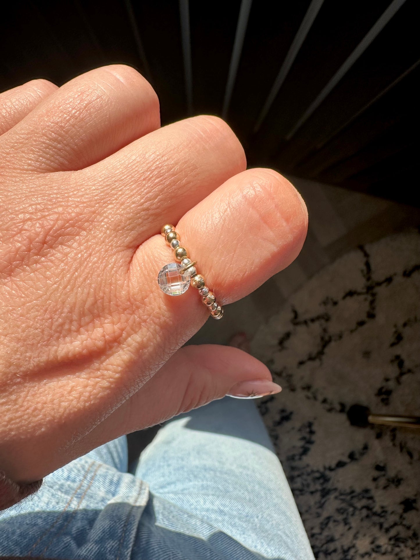CZ stacker charm ring