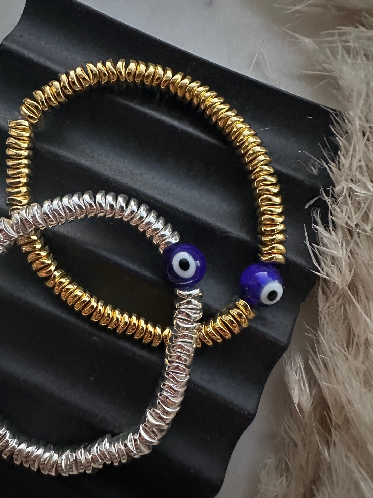 Hematite wavy evil eye 🧿