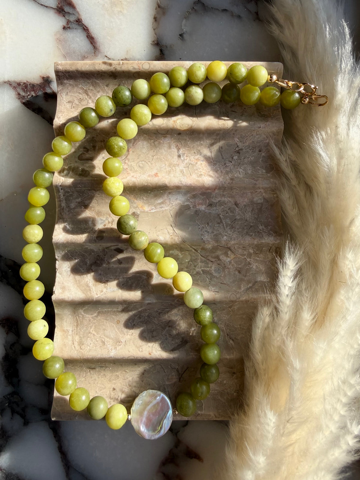 Coral Tiger & Peridot Pearl