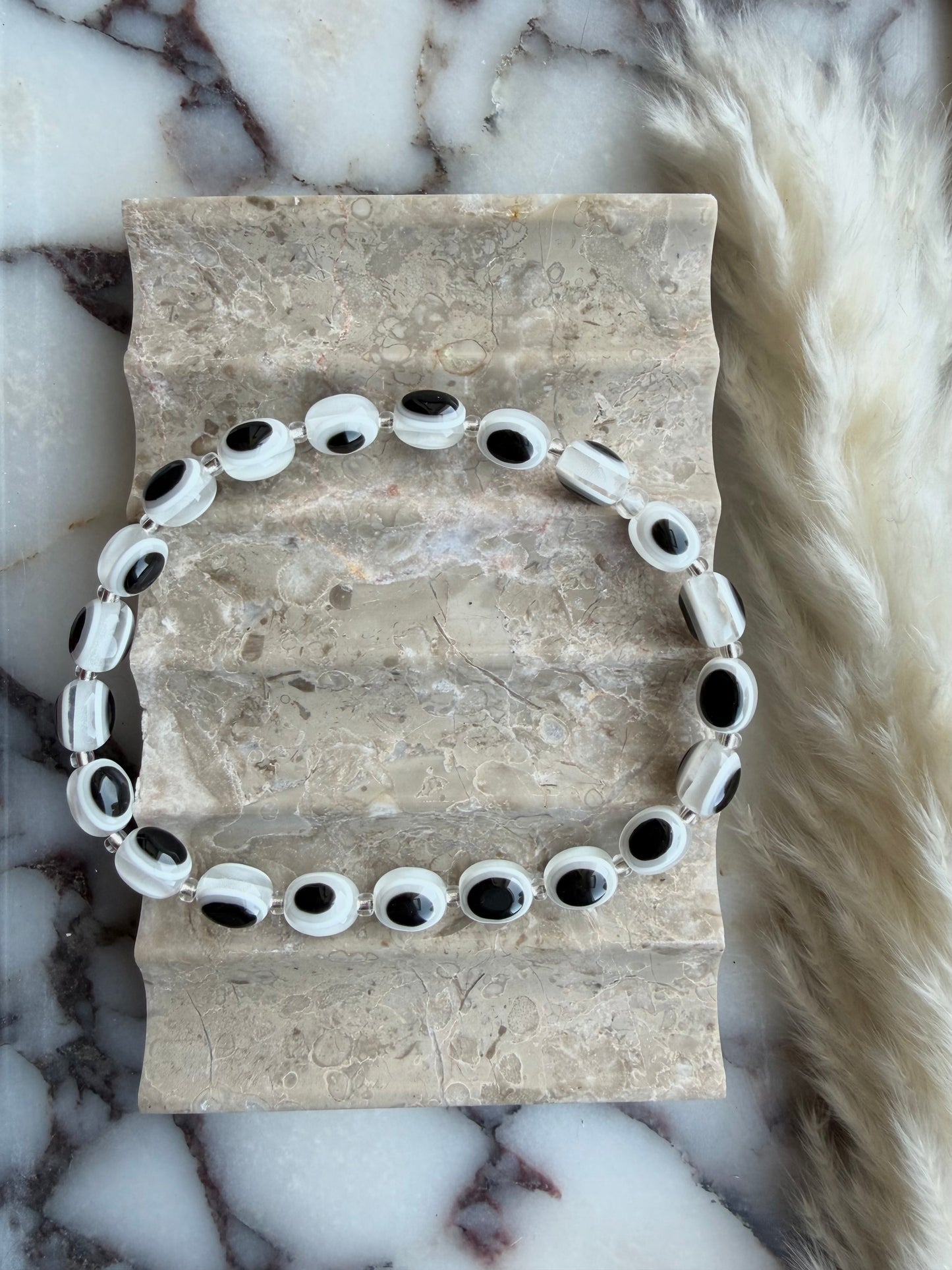 Oval evil eye anklet
