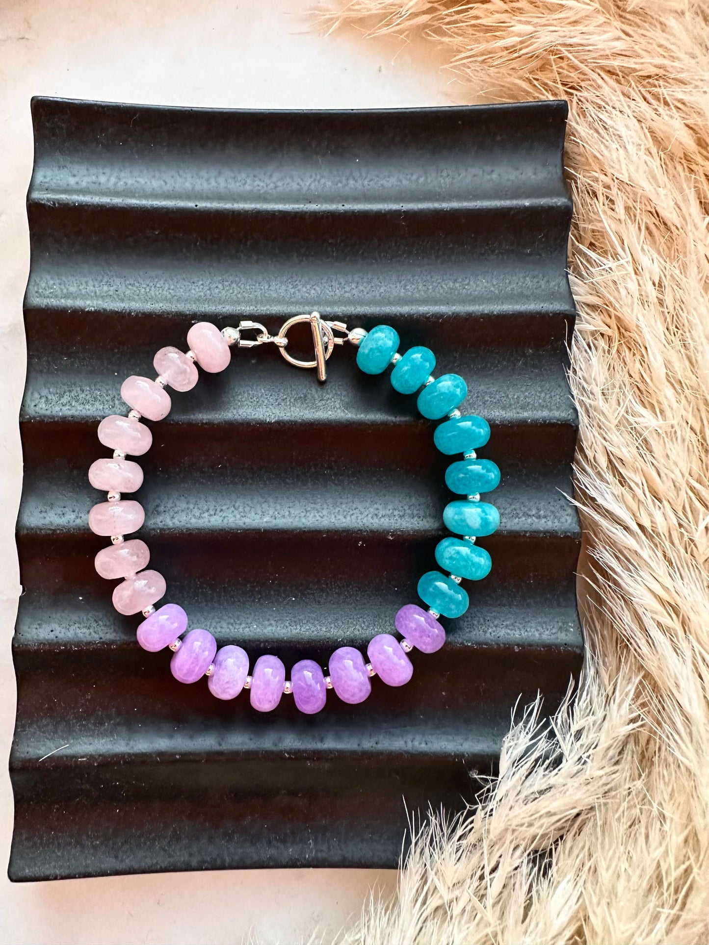 Gemstone toggle bracelet