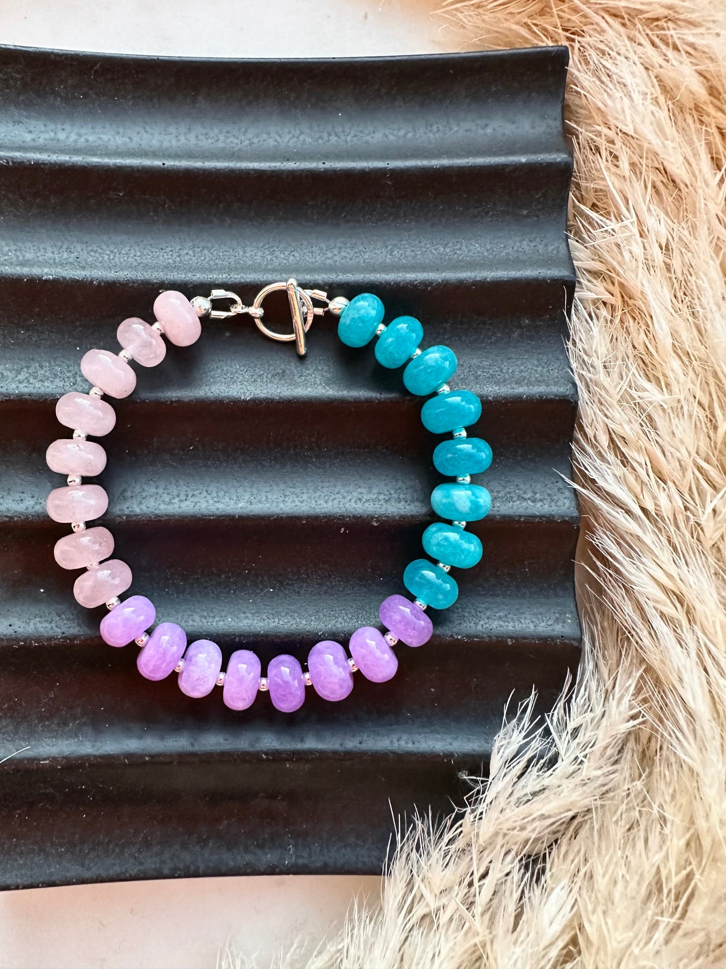 Gemstone toggle bracelet