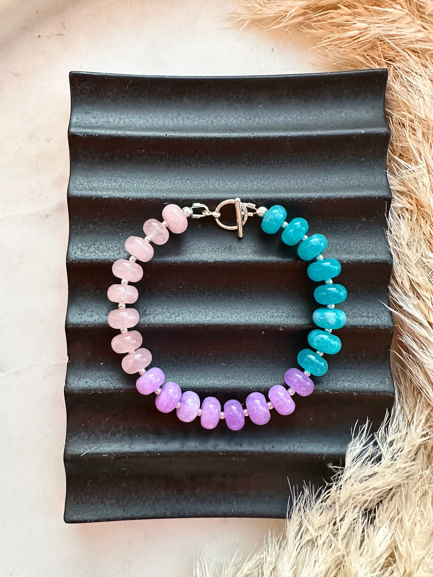 Gemstone toggle bracelet