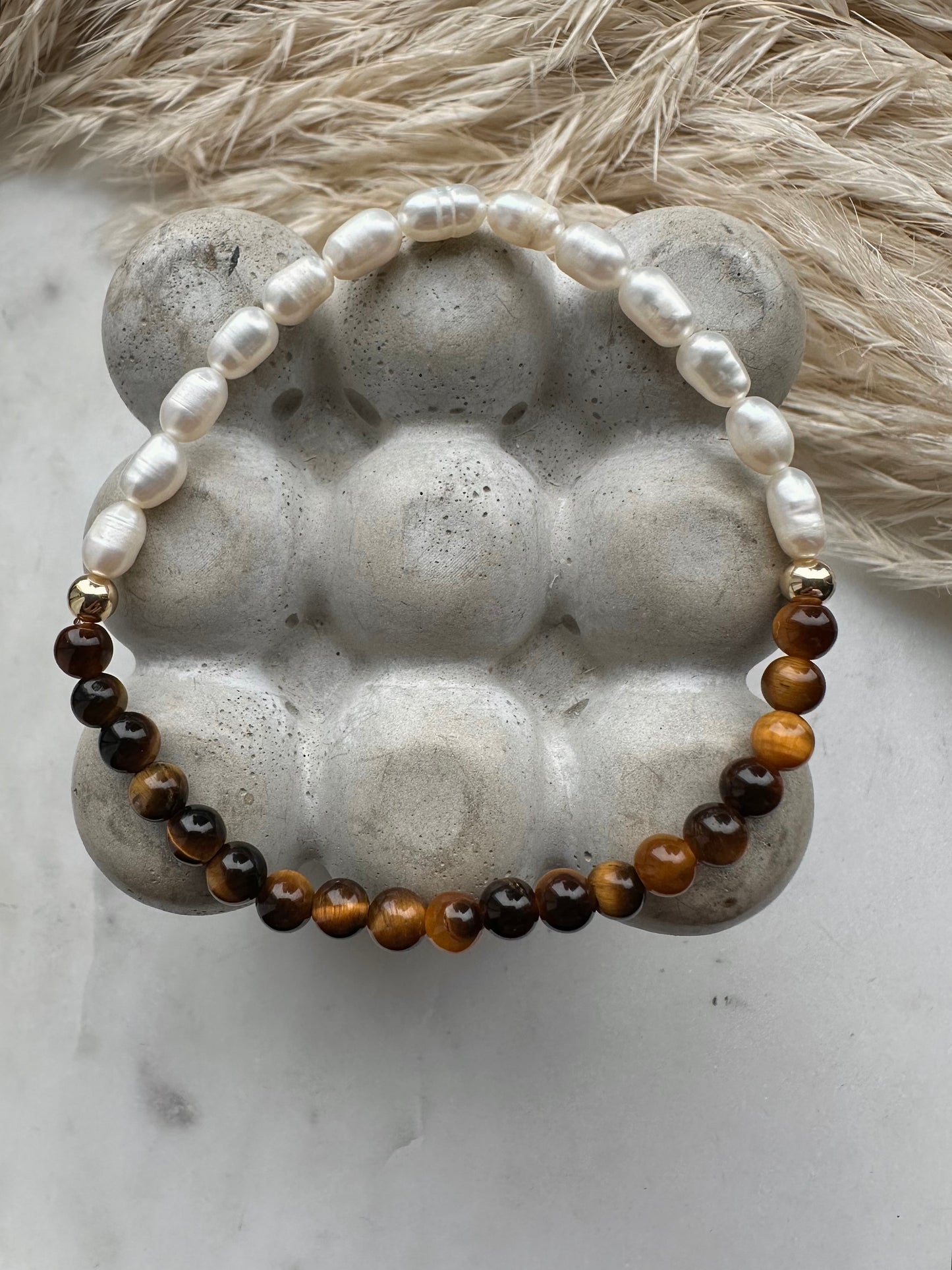 Tigers eye & freshwater pearls