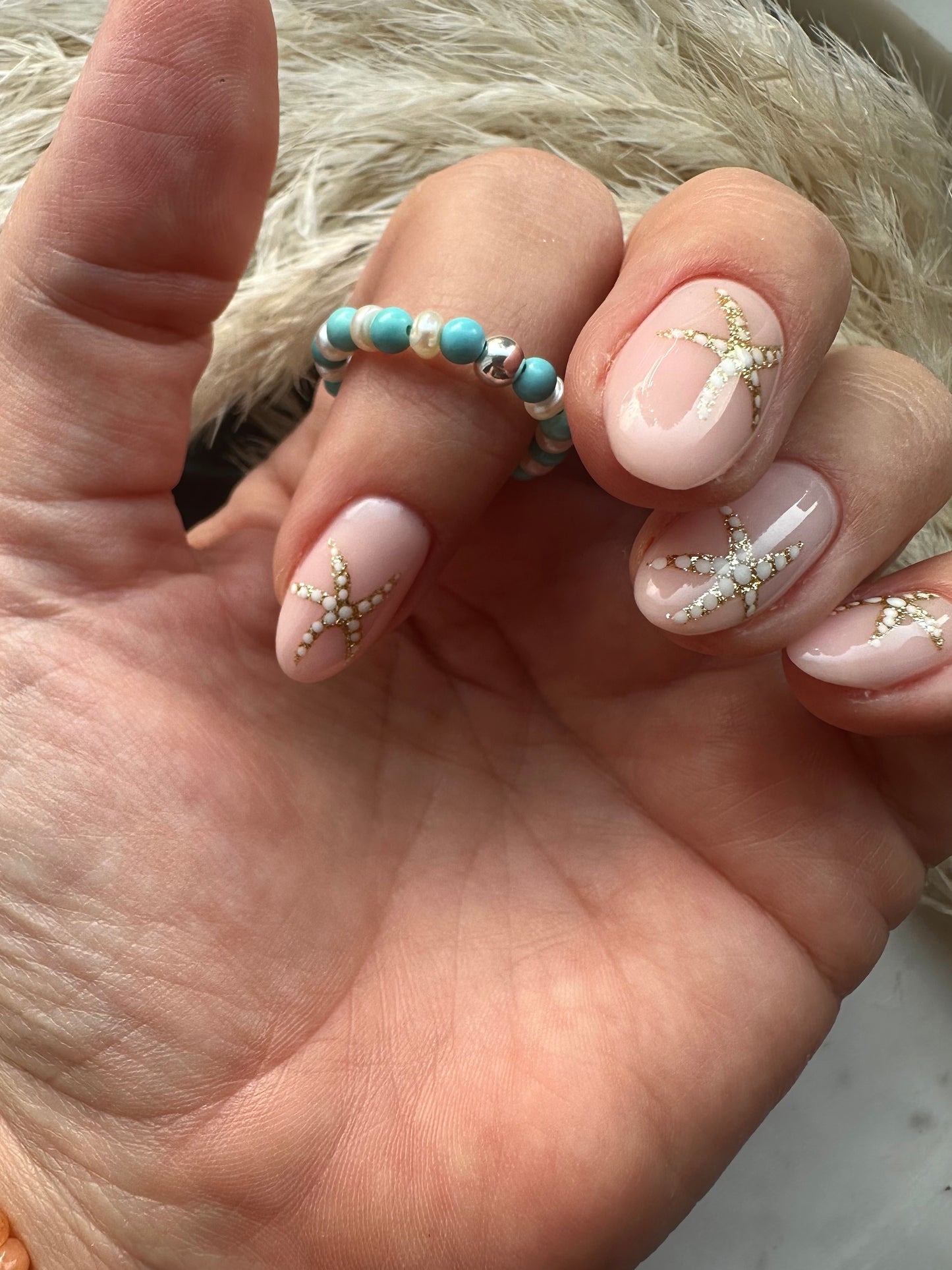 Beach Vibes - turquoise & pearl ring 🐚