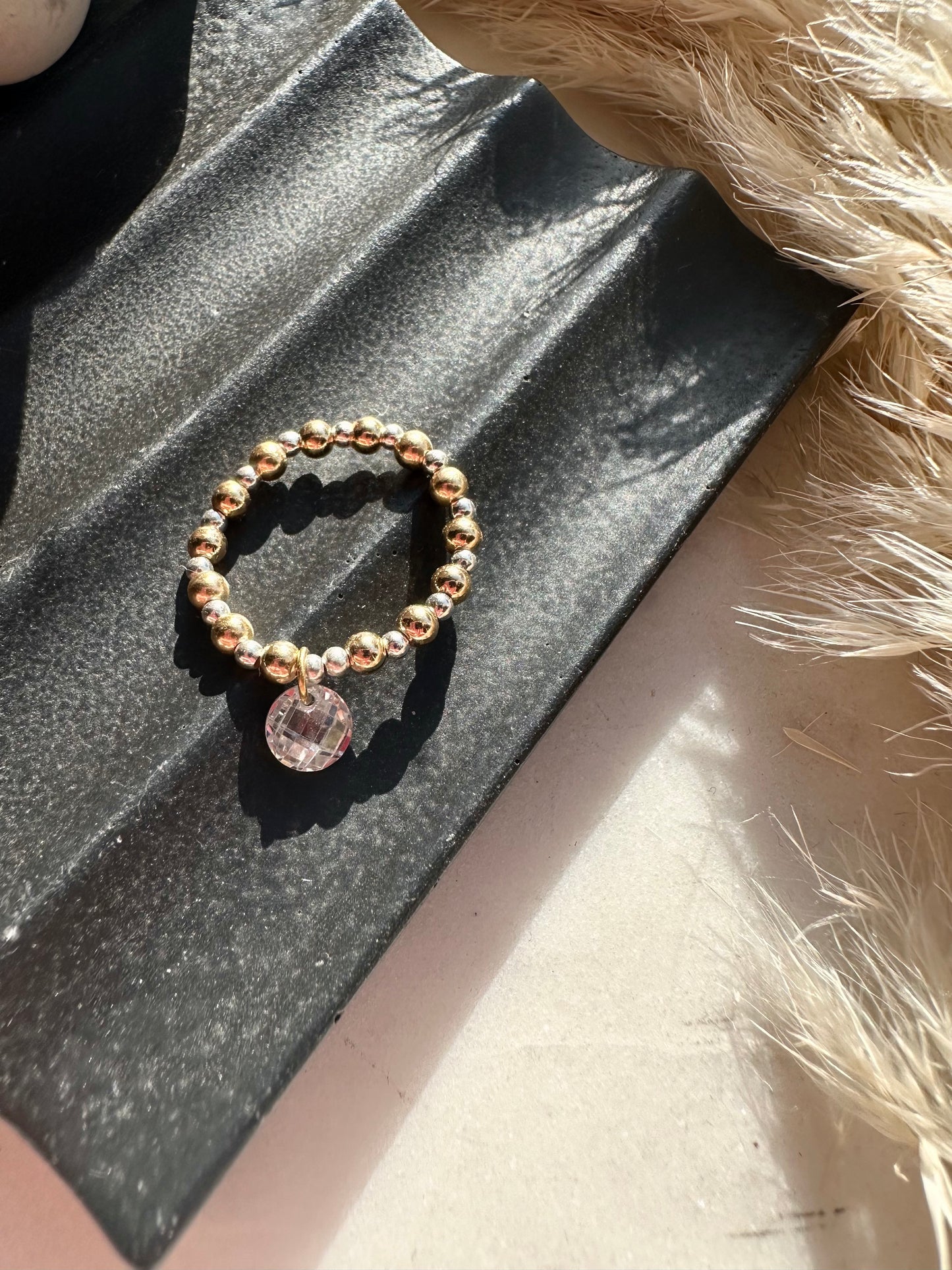 CZ stacker charm ring