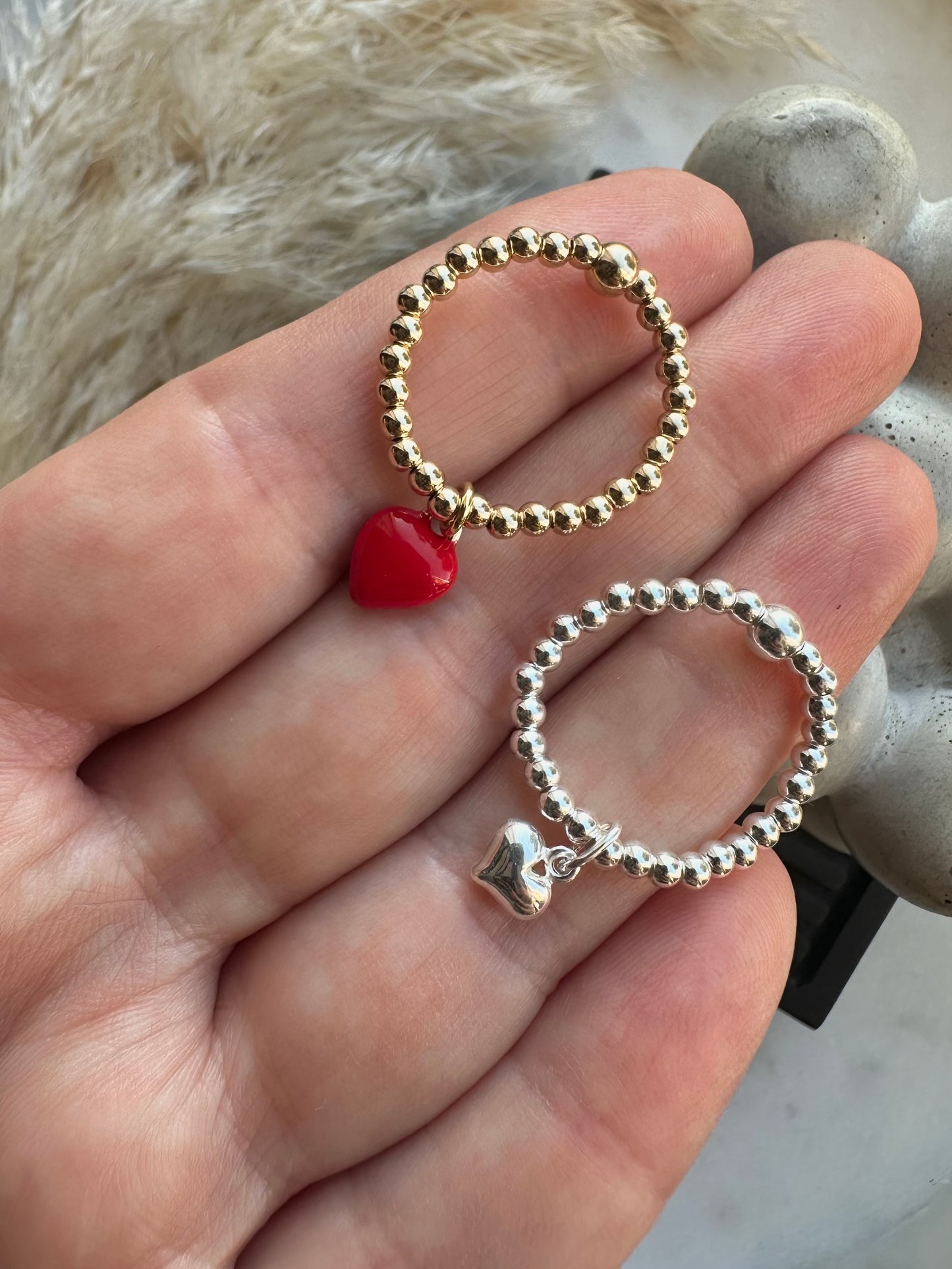 Heart charm rings