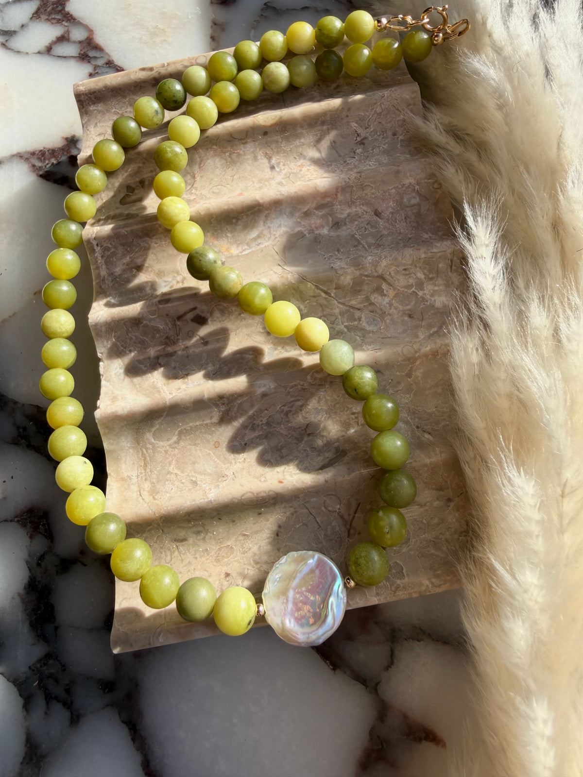 Coral Tiger & Peridot Pearl