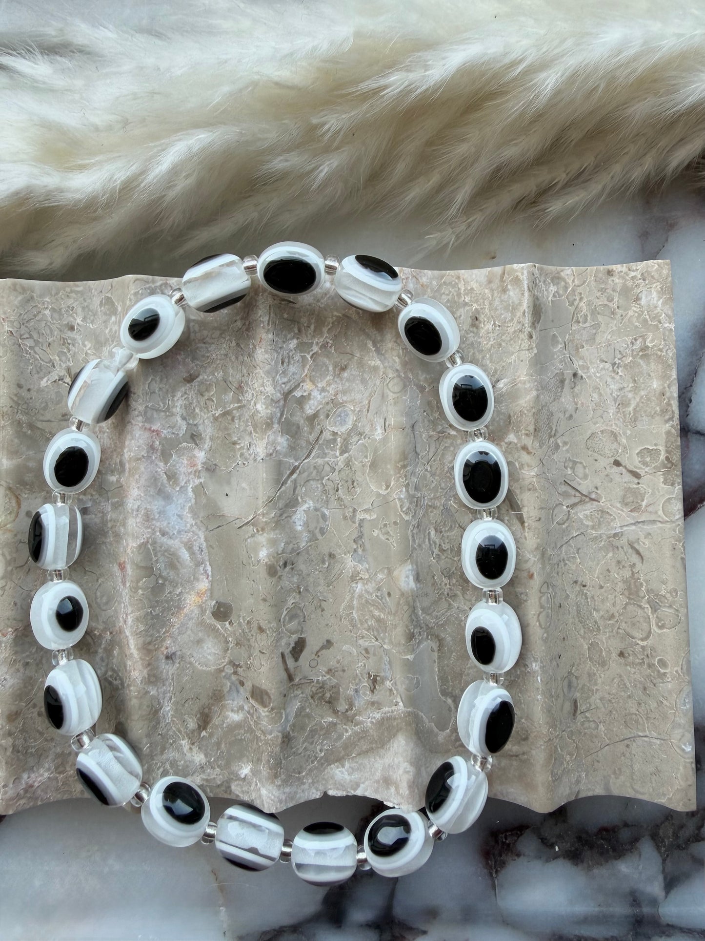 Oval evil eye anklet
