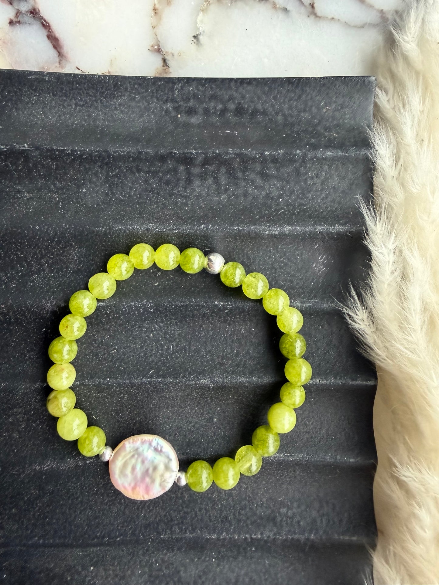 Peridot Pearl bracelet