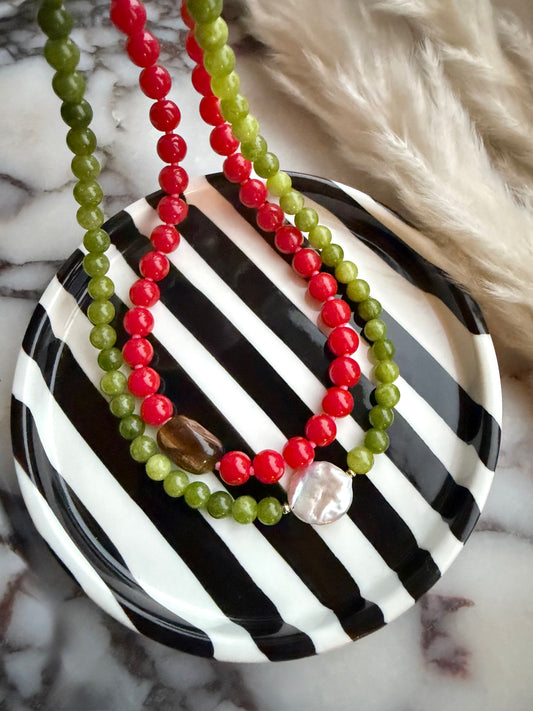 Coral Tiger & Peridot Pearl