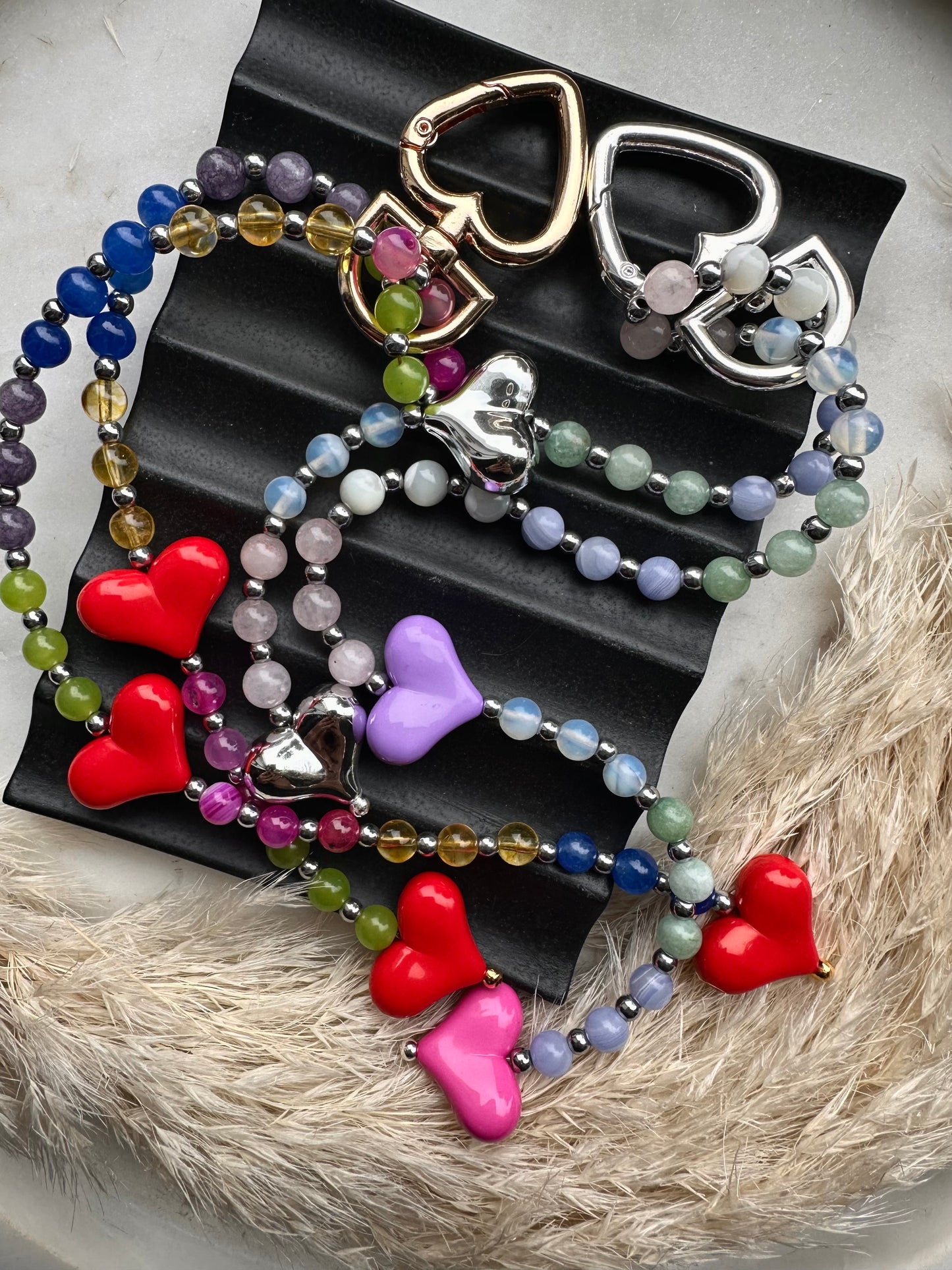 Gemstone mix bag charm