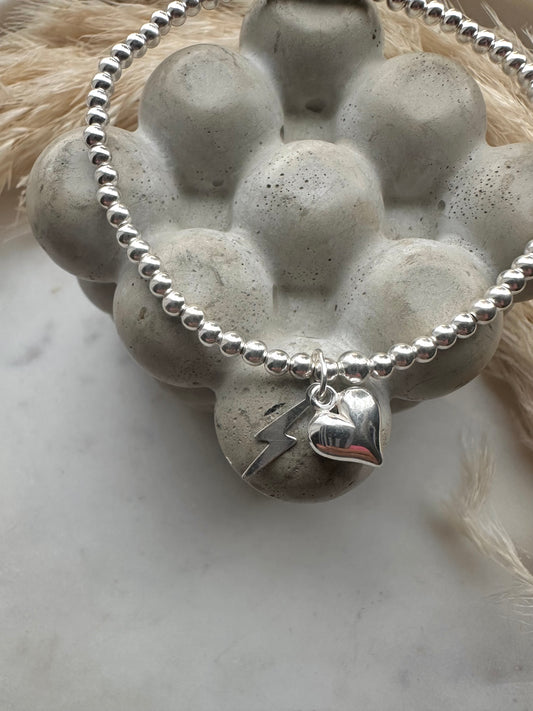Heart & lightning charm bracelet