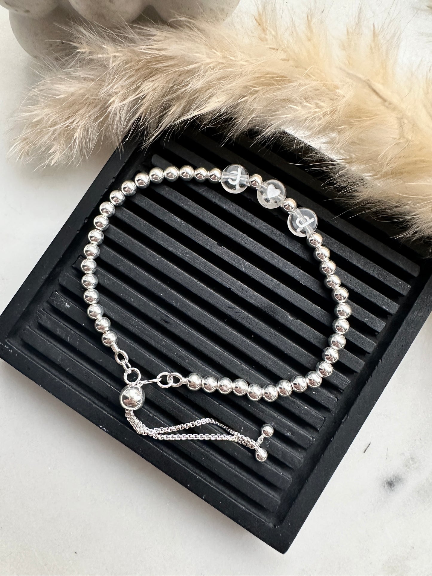 Personalised adjustable ball slider bracelet