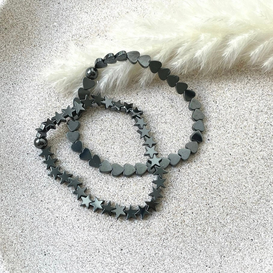 Hematite heart bracelet