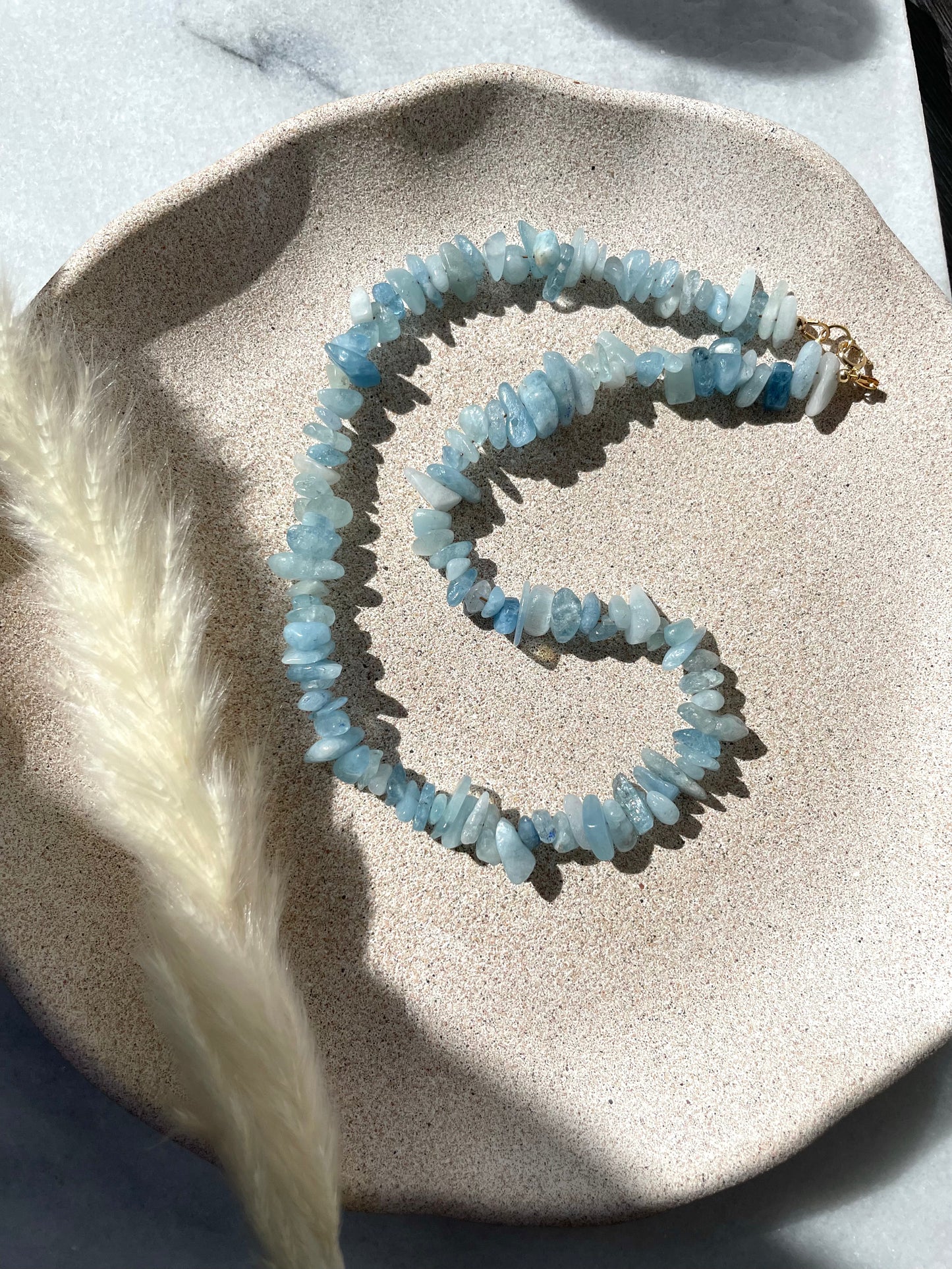 Aquamarine crystal choker