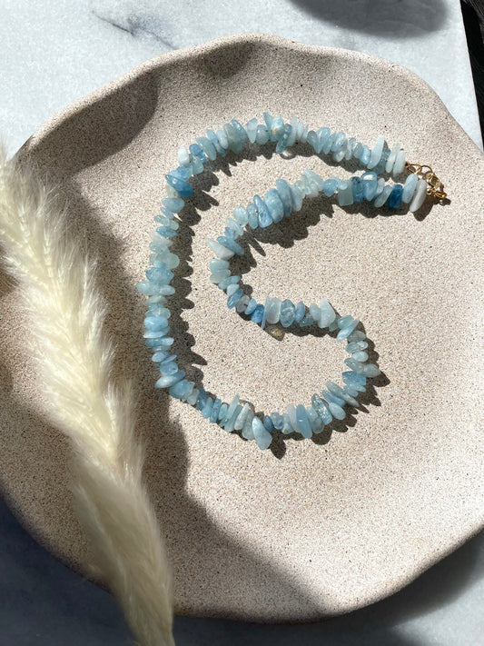 Aquamarine crystal choker