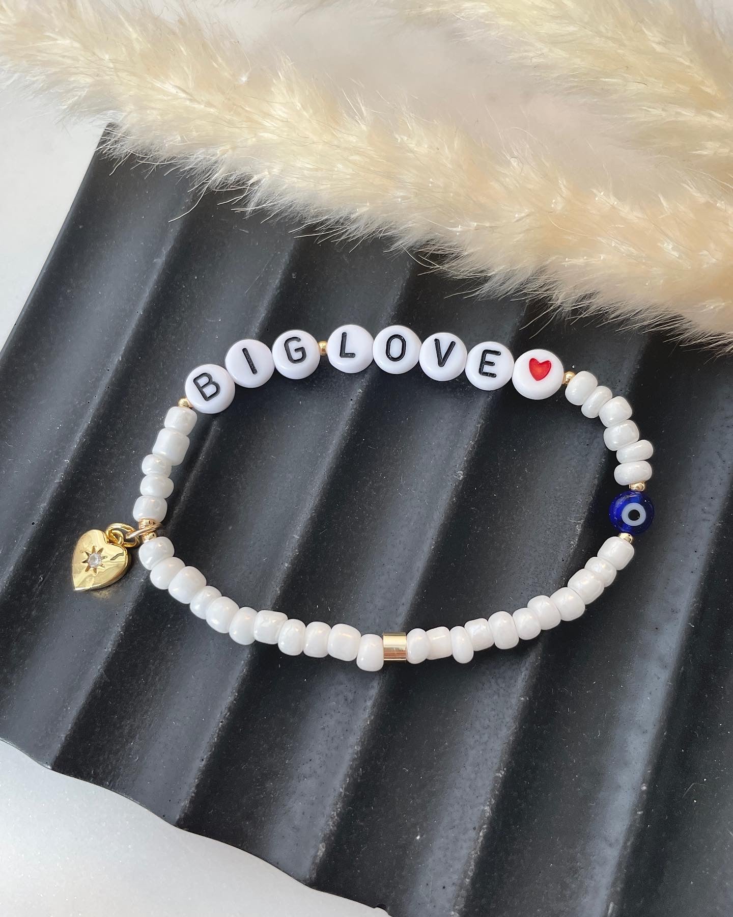 White evil eye personalised bracelets