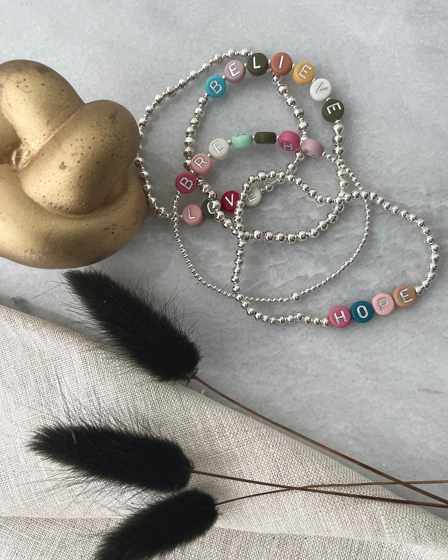 Personalised pastel letter bracelets