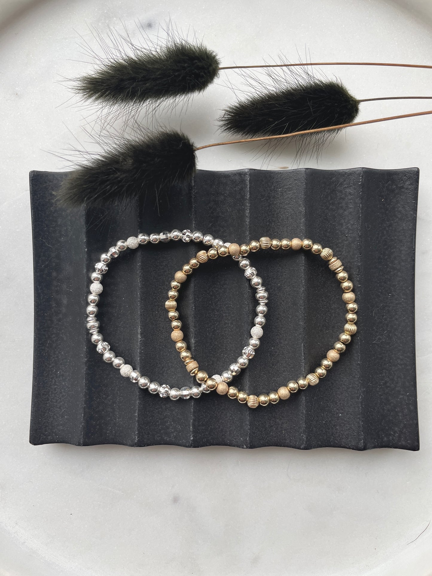 Gold & silver multi bead bracelets